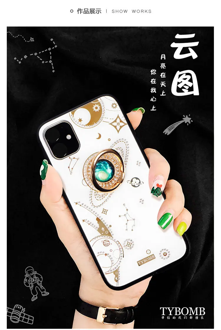 Abmos Стразы Чехол для мобильного телефона для iPhone 6 6s 7 8 Plus для iPhone 11 Pro Max X XS Max Модный кронштейн с кольцом и пряжкой