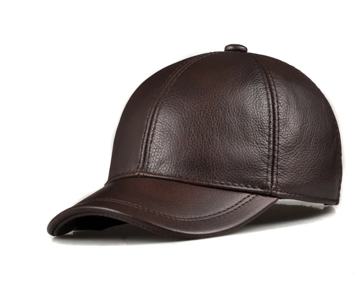 Verkäufe Winter männer braun/schwarz Farbe Echt Leder Baseball Caps Männer Damen Jugend Ente Zunge Warmer Hüte Hip Pop motorhaube Femme – Detail 11