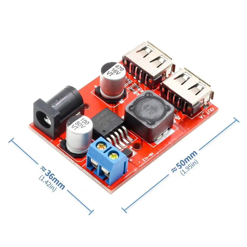 10 шт. понижающий преобразователь LM2596 с двумя USB портами 3 А плата DC 9 В 12 24 36 в 5