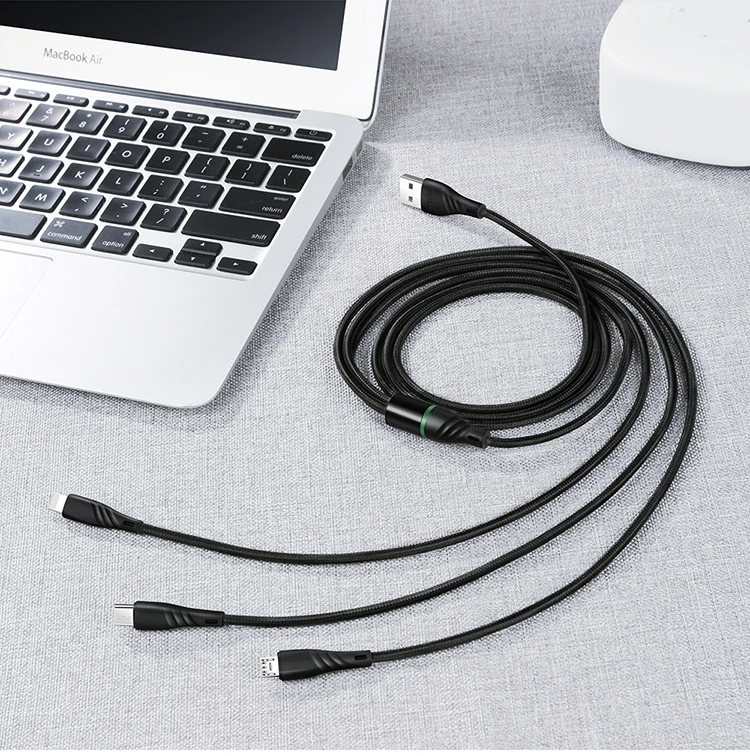 3 в 1 мульти usb кабель зарядное устройство для iPhone samsung huawei xiaomi Быстрая зарядка данных кабель системы освещения micro usb type c кабель 3A