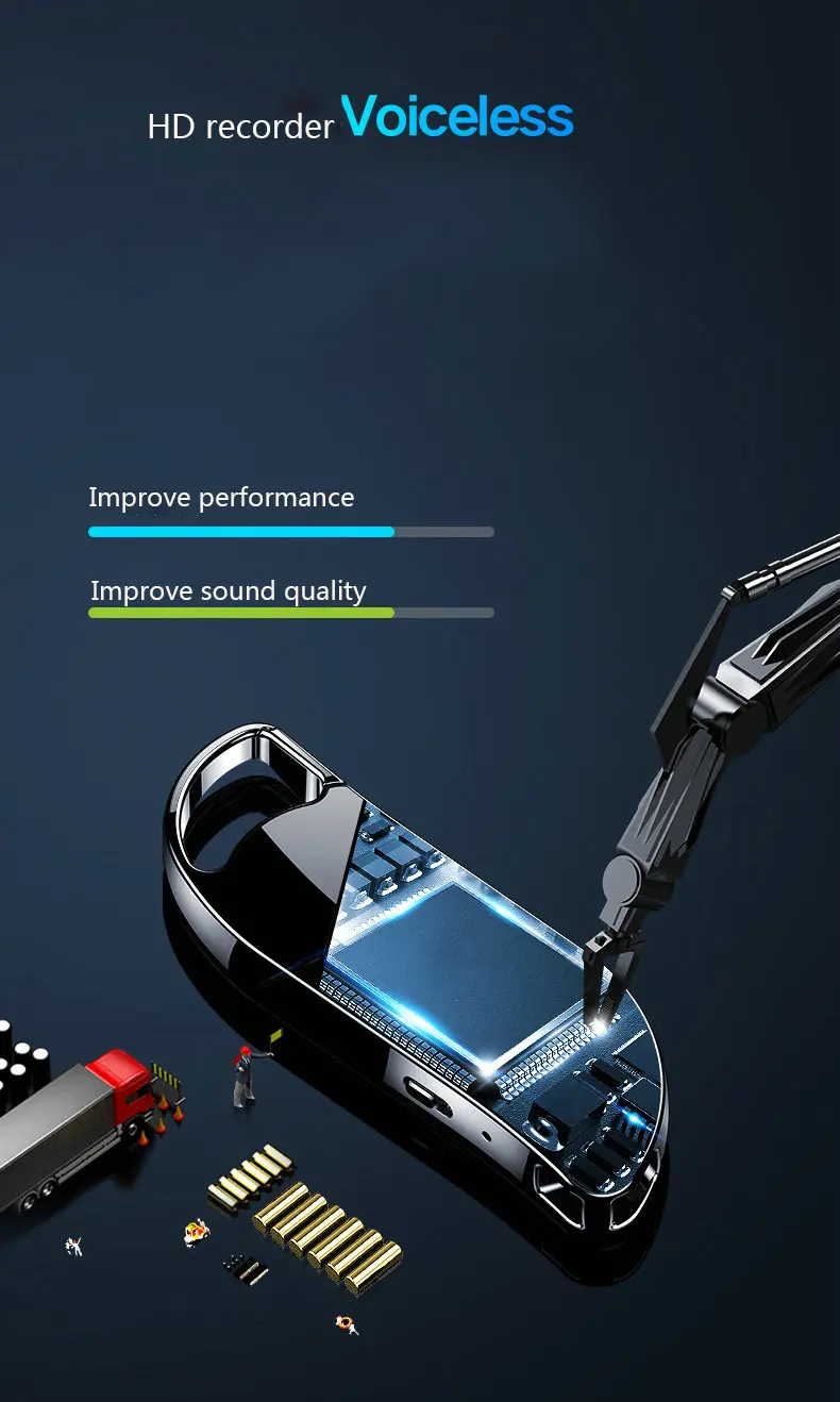 Digital Voice Recorder V11 Keychain Activated Recording USB Flash Drive Silver Audio Sound