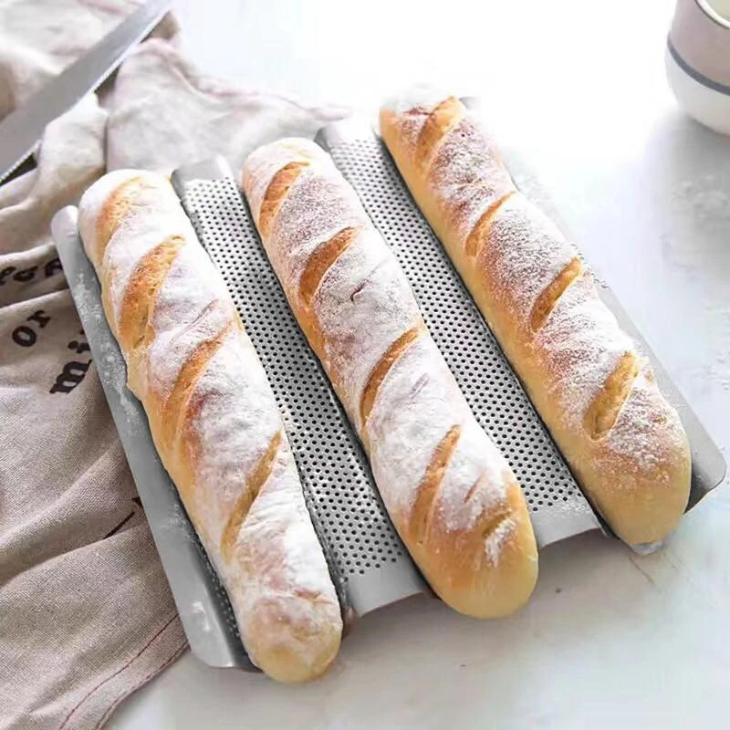 

Non-Stick Perforated French Bread Pan Baguette Mold Baguette Mold Wave Baker Baking Tool Stainless Steel Baguette Pan