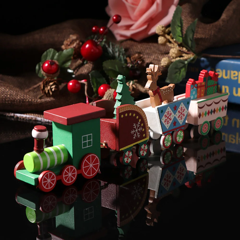 Рождественский поезд окрашенный деревянный с рождественскими игрушками подарок орнамент navidad Рождественское украшение для дома подарок на год
