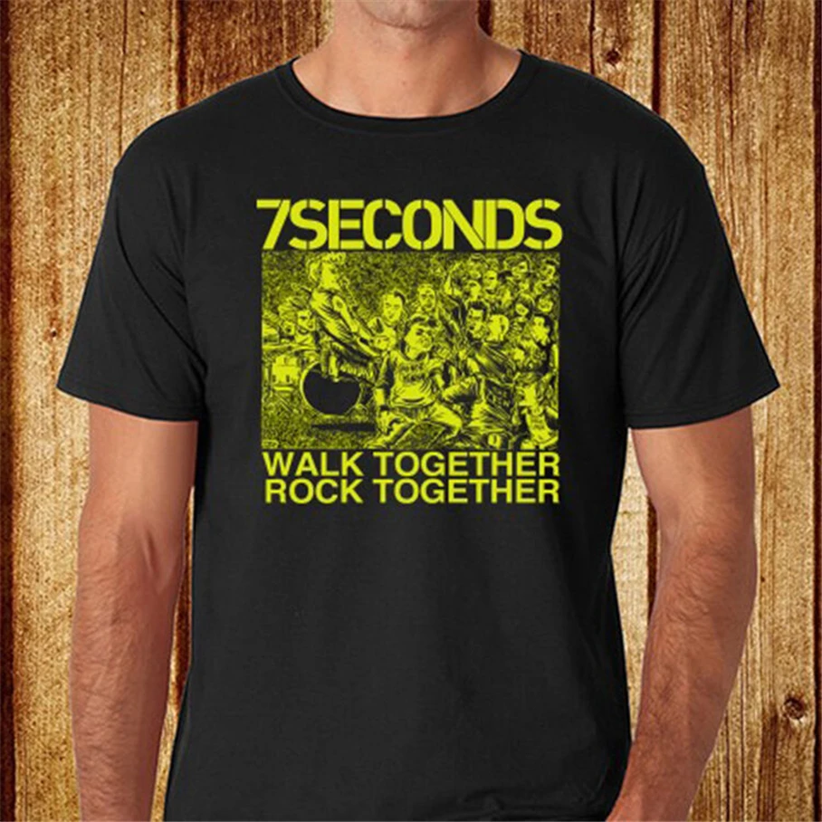 New 7 Seconds Walk Together Rock Men'S Black T-Shirt Size S To 3Xl Streetwear Casual Tee Shirt | Мужская одежда