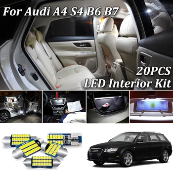 

20Pcs Canbus No Error White LED Car Interior Light Kit For Audi A4 S4 RS4 B6 B7 8E Sedan Avant LED Interior Kit (2002-2008)