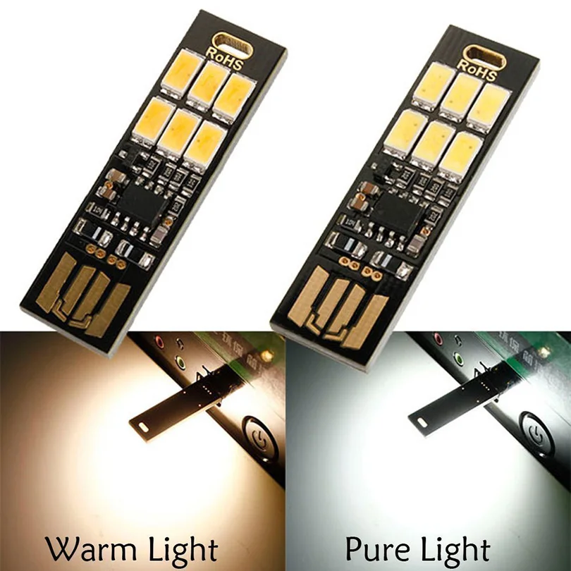 Mini Pocket Keychain Reading Night Lamp Dimmable SMD5730 USB 6 leds Light