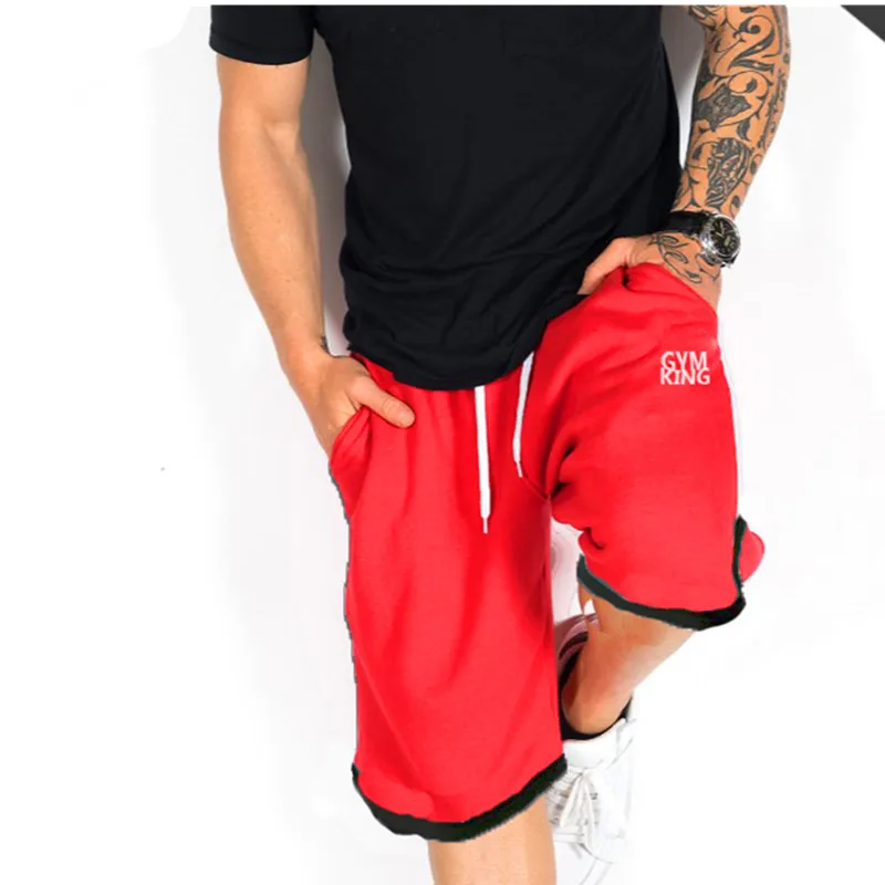 Новинка, модные брендовые мужские спортивные шорты для фитнеса, дышащие летние шорты для бодибилдинга, укороченные штаны до колен, штаны с эластичной резинкой на талии