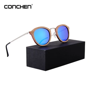 

CONCHEN New Arriva High Quality Polarized Sunglasses Men Natural Wooden Handmade Fashion Sun Glasses