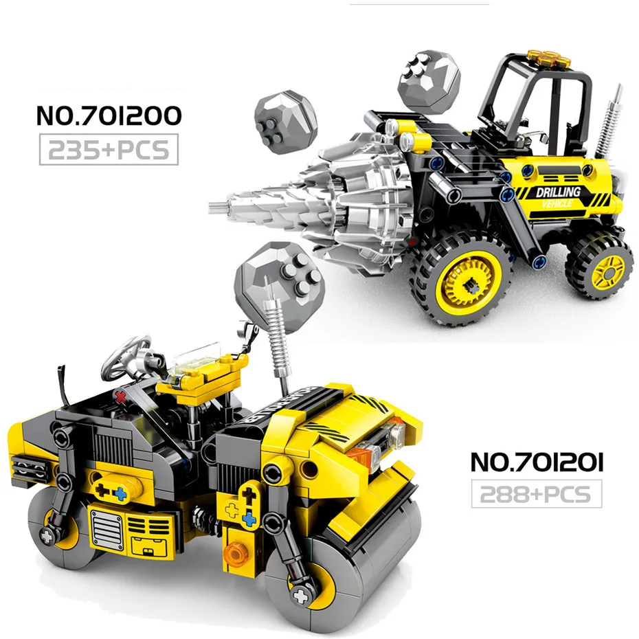 

MEOA NEW City Series 2 Styles Engineering Truck Building Blocks The Drill Truck And Road Roller Bricks Compatible Legoings City