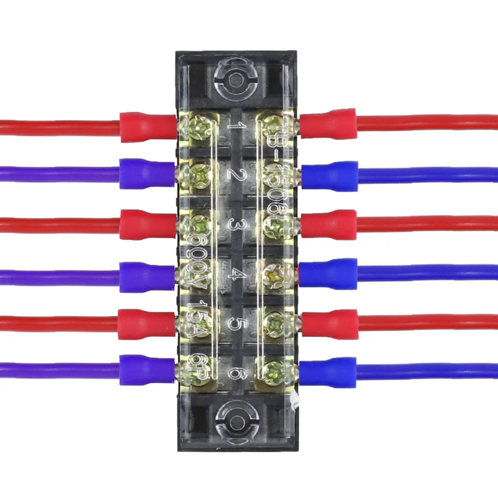Description Picture 6 of itemDIY Electrical Screw Terminal Block Dual Row Strip Fix Insulated Barrier Strip Wire Connectors 15A Box Connecter Cable Contacts