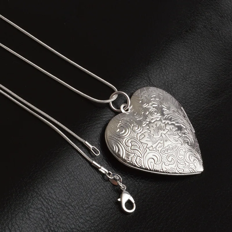 2020 New 925 Sterling Silver Necklace Heart Frame Pendant Necklace Can Be Loaded With Photo DIY Jewelry Gift - Image 4