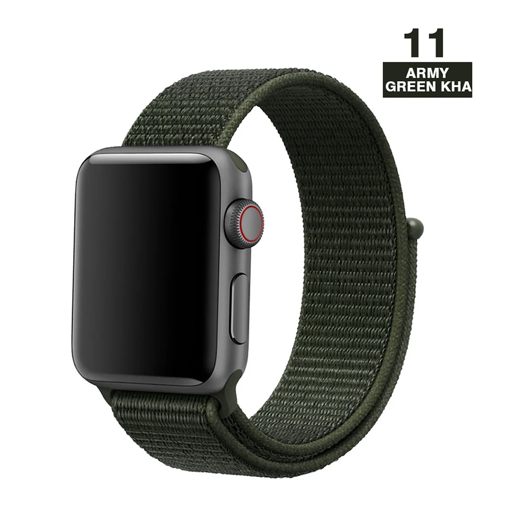 Cargo Khaki Ремешок для наручных часов Apple Watch серии 3/2/1 38 мм 42 мм мягкий нейлон дышащий сменный ремешок Спортивные петли для наручных часов iwatch серии 4 5 40 мм 44 мм - Цвет ремешка: Cargo Khaki
