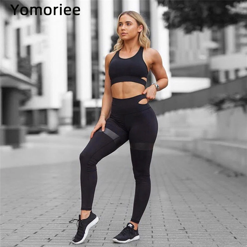 

Women Yoga Set Butt Lifting High Waist Two-piece Set Gym Sport Workout Running Training Push-up Sexy Tracksuit Dry fit Yomoriee
