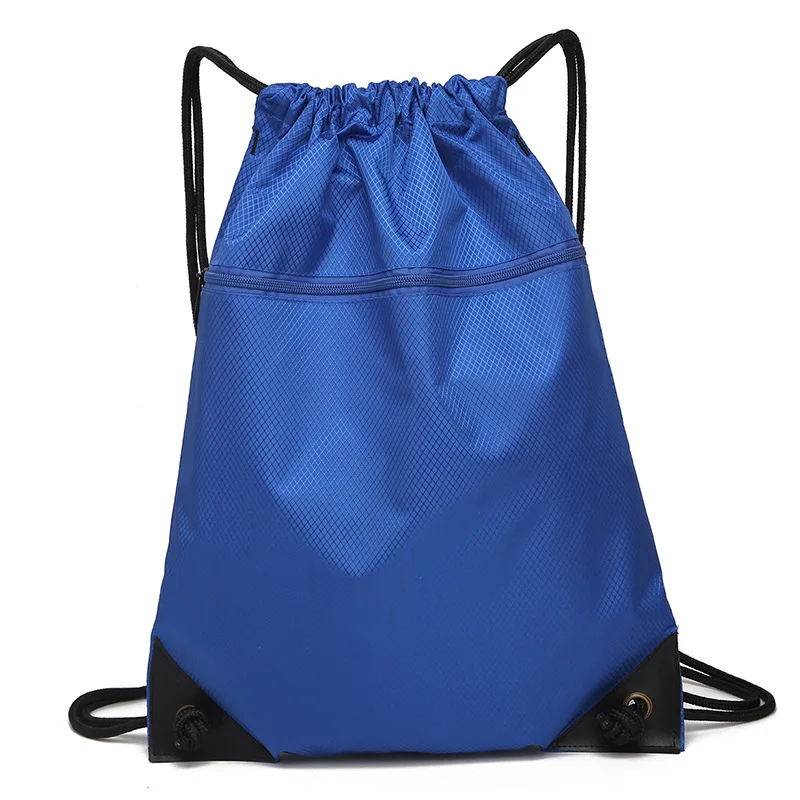 Свежий и легкий нейлоновый шнурок мешок новая мода шнурок спортивная сумка на заказ простой сплошной цвет полоса рот рюкзак - Цвет: Белый