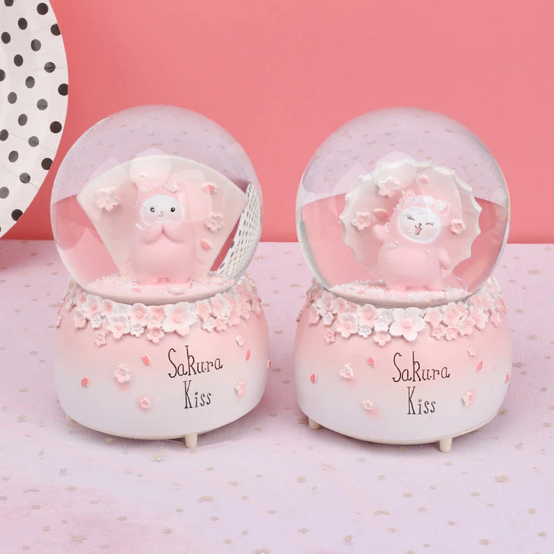 Креативный шар Sakura Kiss Snow Globe, вращающаяся музыкальная шкатулка, Рождественское украшение для дома, украшения для дома