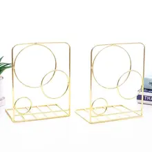 2pcs Round Metal Desktop Bookends Book Ends Support Stand Holder Shelf Bookrack 19QA