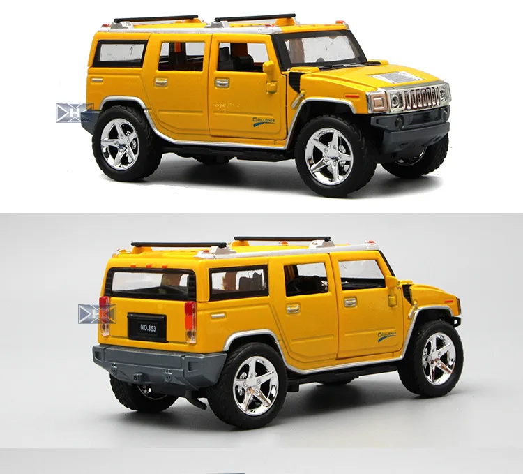 1:32 высокое моделирование Hummer H2 внедорожный сплав модель автомобиля звук и свет оттяните заднюю дверь мальчик автомобиль игрушка для детей Подарки