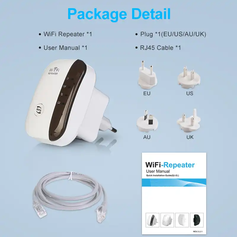 WiFi Booster Extender Long Range Mini 300Mbps Signal Amplifier with Fast