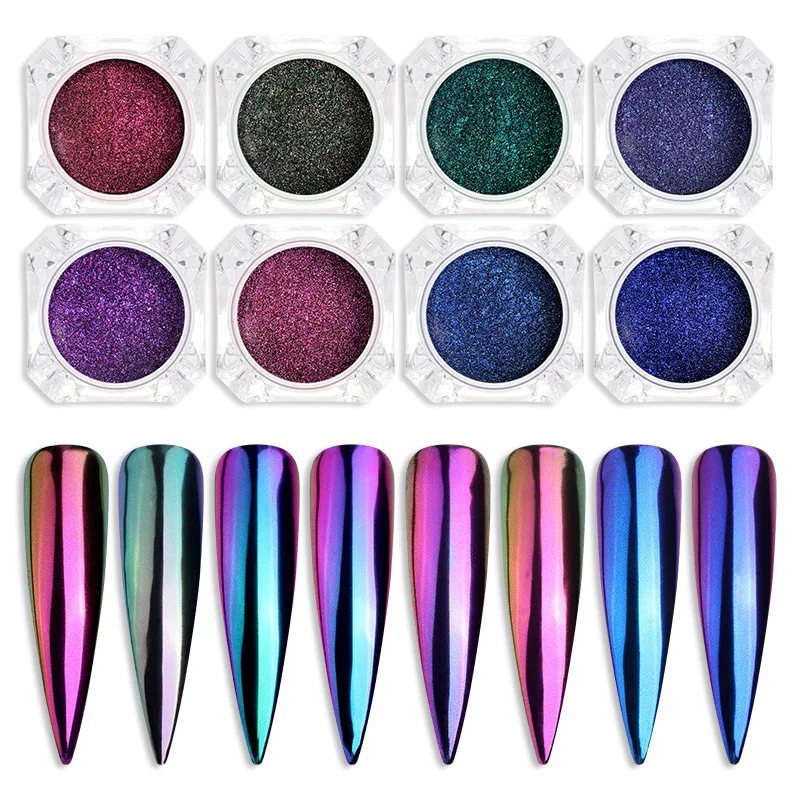 

1 Box of Nail Accessories Laser Chameleon Aurora Mirror Nail Phantom Powder Nail Electroplating Magic Mirror Powder Nails Art