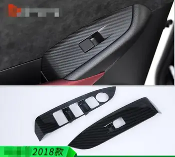 

For Mazda CX-3 2018 4PC Carbon Fiber ABS Chrome Door Armrest Window Glass Lifter Button Frame Cover Trim Car Styling Accessories