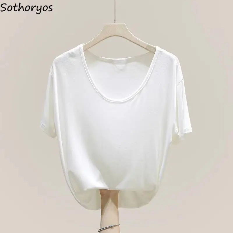 

Women Simple Sleep Tops Solid O-neck Short Sleeve Summer Nightwear Breathable Cozy Teenagers Basic S-3XL Females Lounge Hot