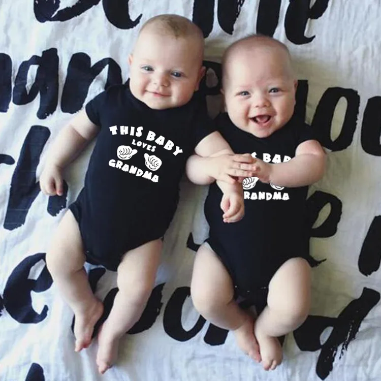 

Hot Selling Europe And America Summer This Baby Loves Grandma Creative Printed BABY'S Romper