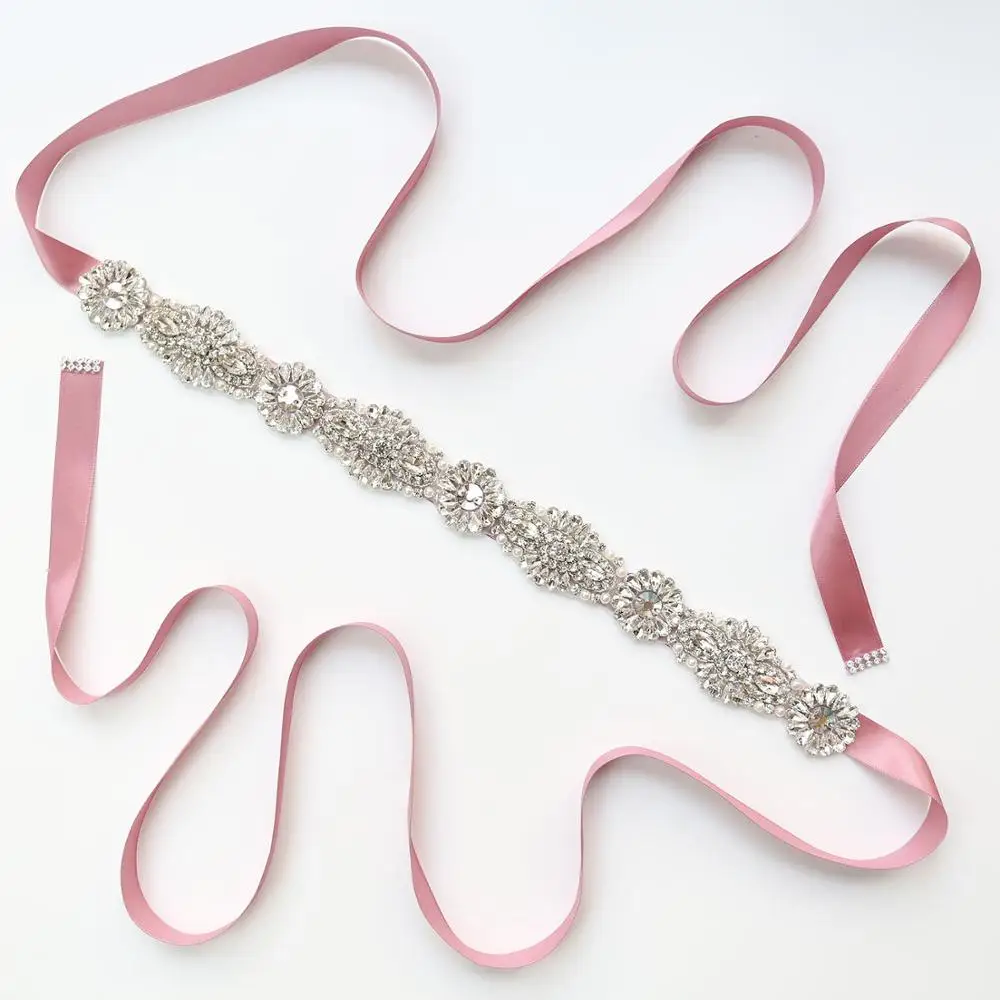 nude pink Роскошные женские Стразы, бусины, пояс ручной работы, свадебное платье, ремень, аксессуары, украшения, сделай сам, свадебные пояса - Цвет: nude pink