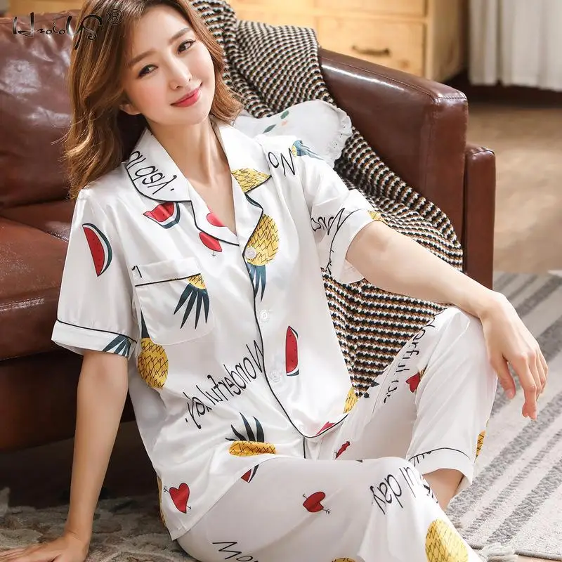 Women Satin Sleepwear Floral Silk 