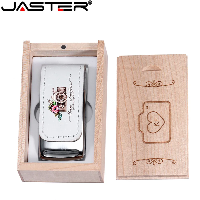 JASTER корпус белый кожаный usb с кленовой коробкой usb 2,0 4 ГБ 8 ГБ 16 ГБ 32 ГБ 64 ГБ флеш-накопитель