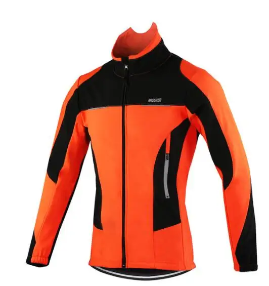 ARSUXEO зимняя куртка для велоспорта Теплая Флисовая одежда для велоспорта ветронепроницаемая Водонепроницаемая мягкая оболочка пальто MTB велосипедная Джерси - Цвет: 15F orange