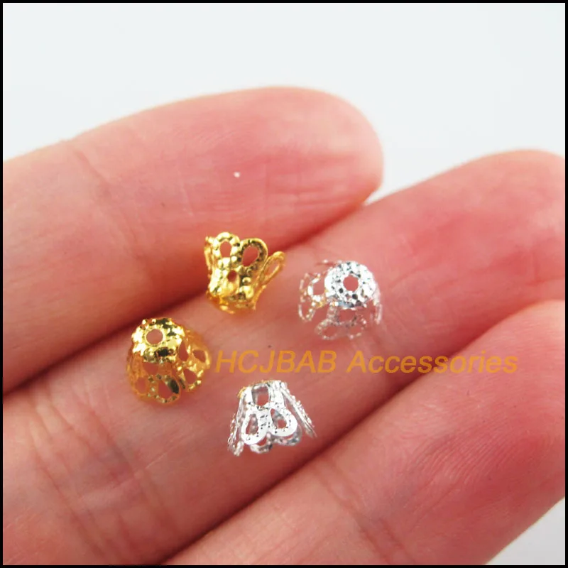 

New 400 Wine Glass Flower Caps Jewelry Make Deliveries Gold Plated & Silver Plated 6mm Diy Discoveries Accessories