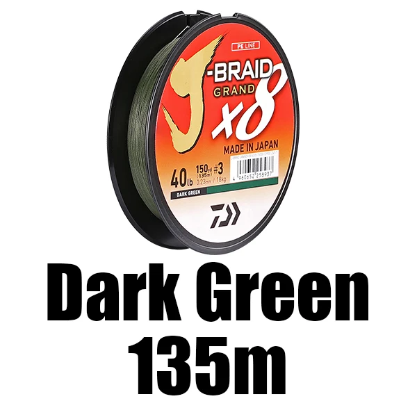New Original DAIWA J-BRAID GRAND Fishing Line 135M 300M 8 Strands Braided PE Line Fishing Tackle 18 20 25 30 35LB Made in Japan - Цвет: Зеленый