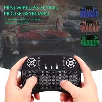 

I8 2.4G Mini Wireless Keyboard 7 colors backlit English Russian French Touchpad Handheld Air Mouse for Android TV Box X96Q