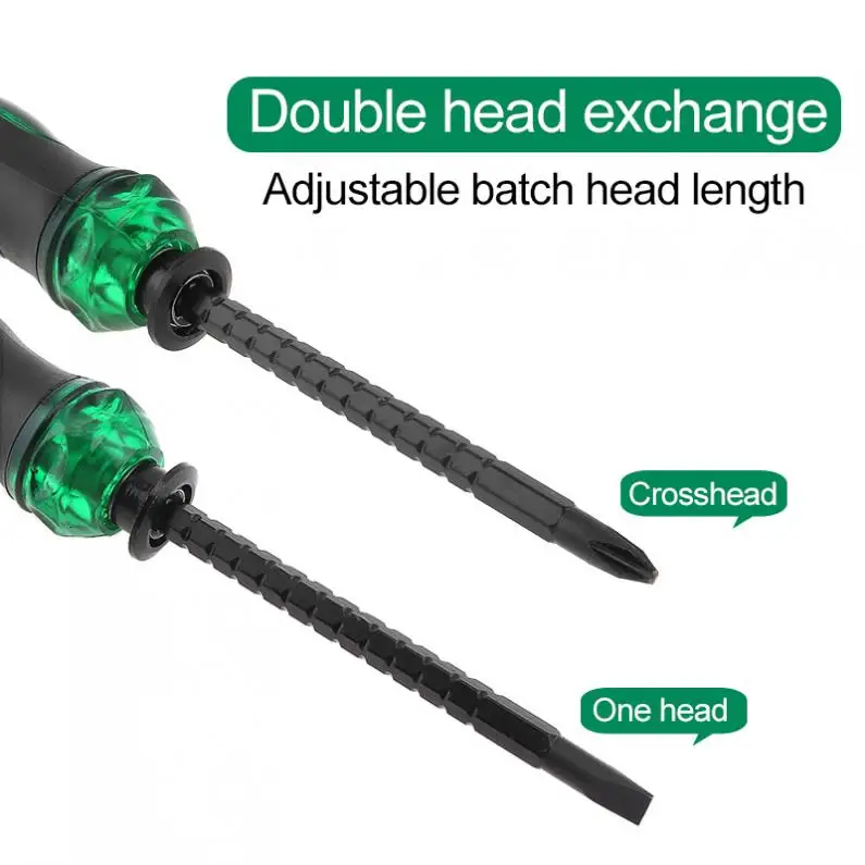 Telescopic Ratchet Screwdriver Repair Household Hand Tool Dual-end Screw Driver Slotted Cross Magnetic Screwdriver for Repairing