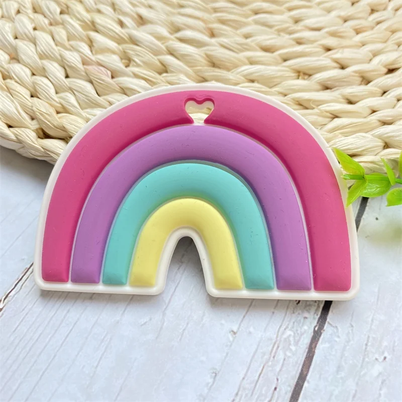 5/10pcsBPA Free Silicone Teethers Rainbow Cartoon Shape Tiny Rod Food Grade Silicone Baby Teethers Teething Toy 5