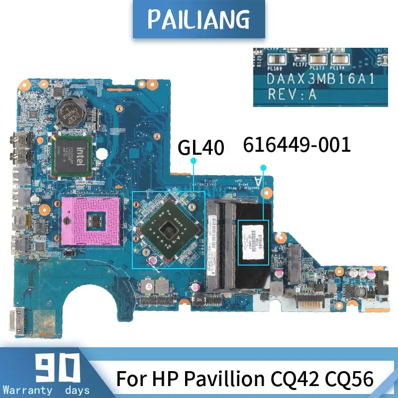 Материнская плата для ноутбука HP 616449 501 павильон CQ42 CQ56 DAAX3MB16A1 001 GL40 DDR2
