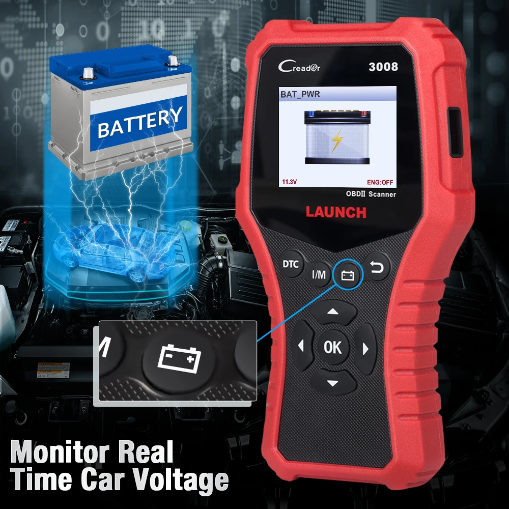 Авто Creader LAUNCH CR3008 OBD2 EOBD Автомобильный сканер кодов ошибок PK NT301 KW850 АВТО OBDII