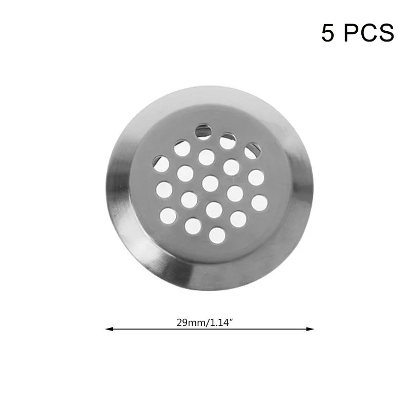 5pcs 29mm Вентиляционные отверстия из нержавеющей стали с круглым вентиляционным отверстием для шкафа ванной комнаты кухни SP99 - Цвет: 5pcs 29mm