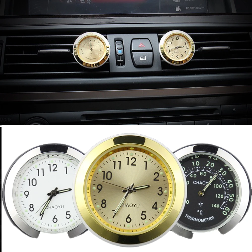

3 In 1 Car Clock Auto Watch Air Vents Outlet Clip Mini Decoration Aluminum alloy & Plant fragrance As Clock Perfume Thermometer