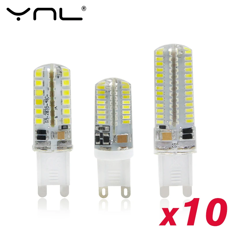 Светодиодная лампа G9 10 шт./лот 220 В светодиодная 7 Вт 9 SMD 2835 3014 48 64 104 светодиодов 360