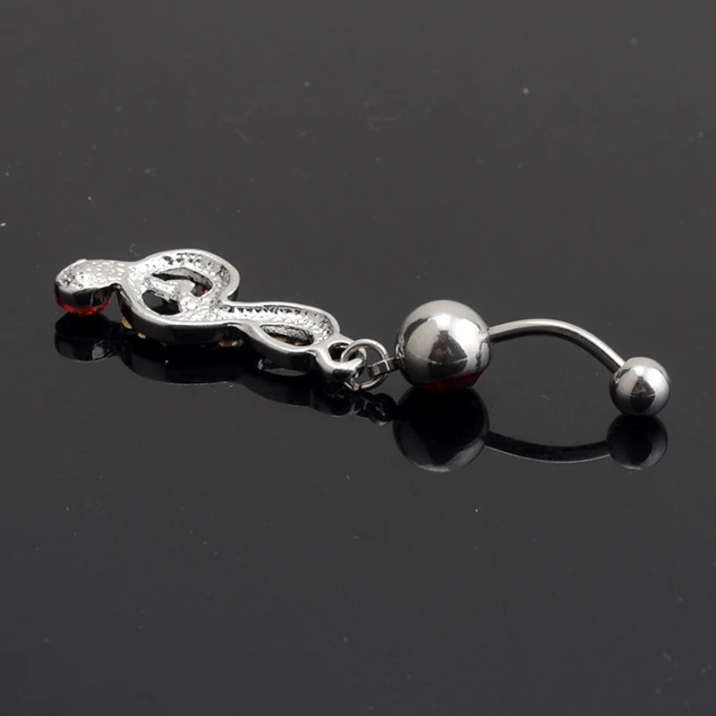 Fashion Surgical Steel Rhinestone Music Note Long Dangle Navel Belly Button Ring Bar Body Jewelry Piercing C66 | Украшения и