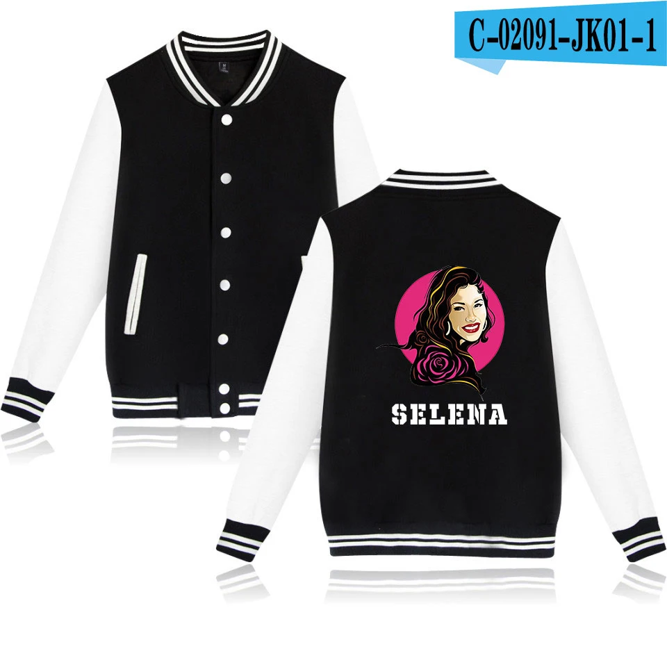 Selena quintanilla бейсбольная куртка wo мужская верхняя одежда Harajuku повседневные куртки осенние белые+ темно-синие бейсбольные куртки с круглым вырезом - Цвет: As picture