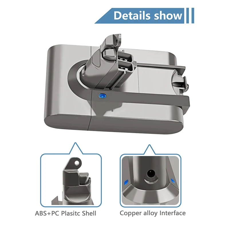 V6 Batterie 6000mAh Li-ION de Remplacement Batterie pour Dyson V6, DC58  DC59 DC61 DC62 DC72 DC74 SV03 SV04 SV05 SV06 SV07 SV09 Aspirateur à Main