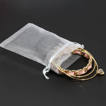

50pcs/bag 9*12cm White Organza Bag Jewelry Packaging Bags Wedding Party Display Drawable Christmas Gift Color Mixing Bags