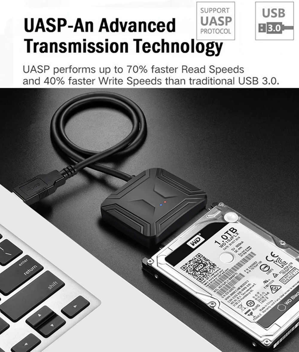 USB 3.0 SATA Adapter Cable with 12V2A Power Supply for 2.5/3.5 Inch HDD/SSD Support Description Image.This Product Can Be Found With The Tag Names Computer Cables Connecting, Computer Peripherals, PC Hardware Cables Adapters, Sata to usb adapter converter
