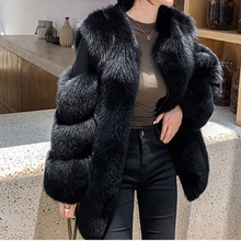 Женская зимняя модная Роскошная Шуба из лисьего меха