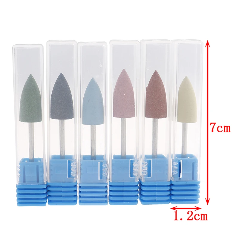 1pcs Silicone Rubber Milling Cutter 6Different Grit Grinding Nail Buffer Drill Bit Nail Art Machine Polished