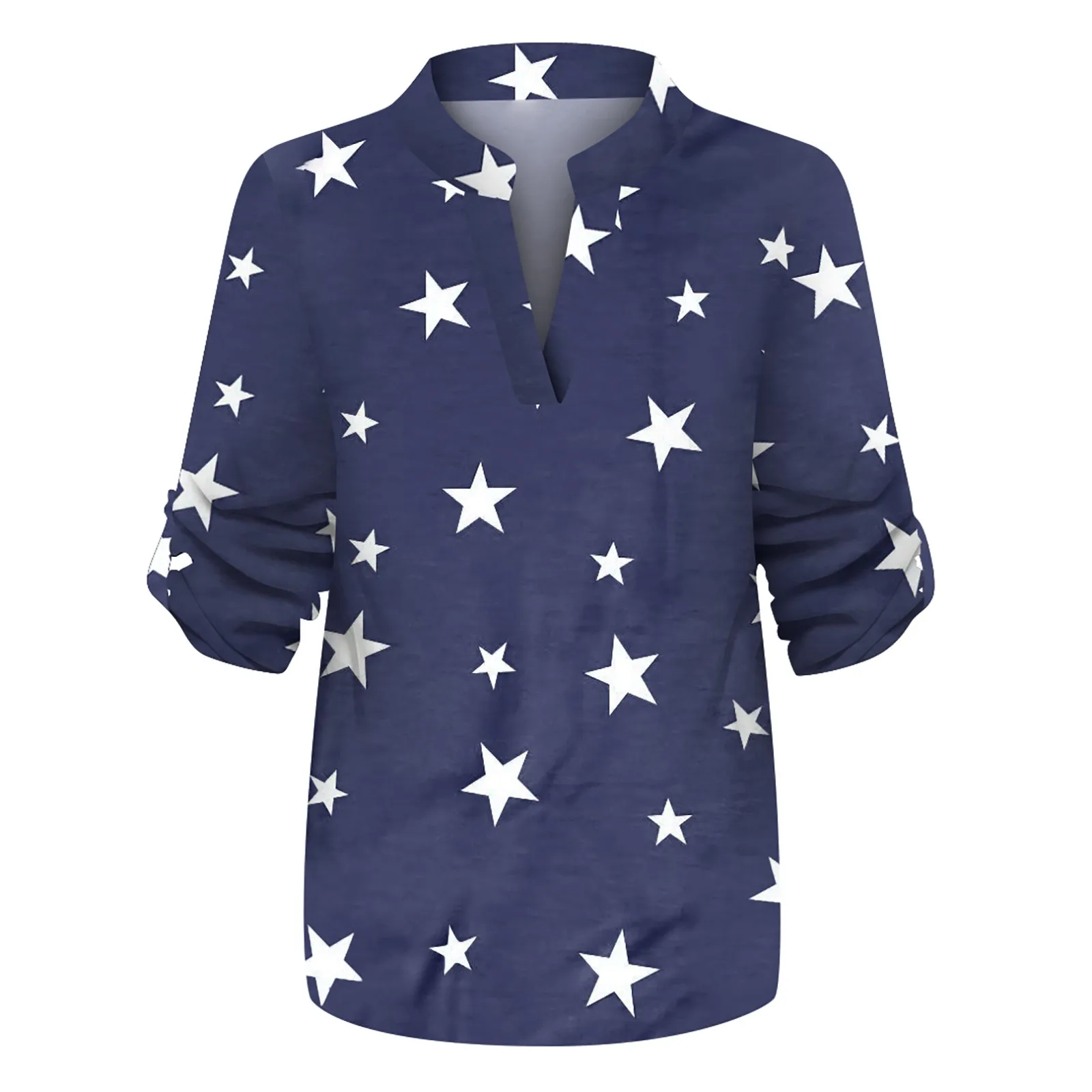 Women Star Print Shirts Casual Cotton Long Sleeve Star Shirt Women's Slim Elegant Shirt Top Blouses Sexy V-neck Blouses рубашка women's shirts & tops