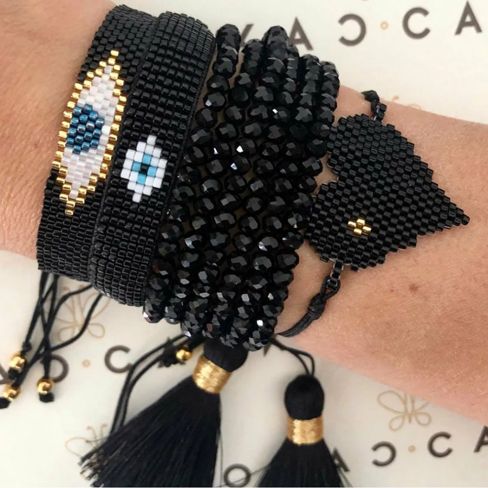 Go2boho браслет для женщин MIYUKI сердце ювелирные изделия Турецкий Дурной глаз браслеты для мужчин счастливый глаз ручной работы женский браслет - Окраска металла: MI-S190266 Bracelets