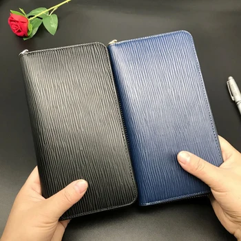 

New Water Ripple Long Leather Men Wallet Fashion Casual Ladies Clutch Bag Multi-Color Optional